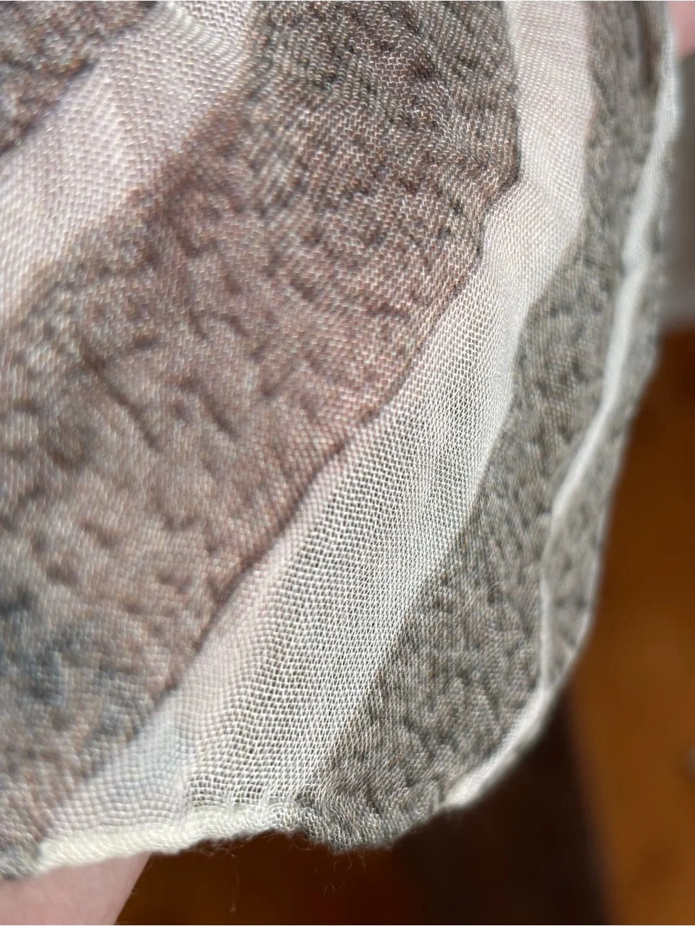 ADEAM Ivory Taupe Abstract Sheer Scarf 19” x 72” NWOT MSRP $425